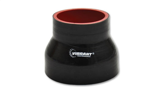 Vibrant - 4 Ply Reinforced Silicone Transition Connector - 2.5in I.D. x 3in I.D. x 3in long (BLACK)