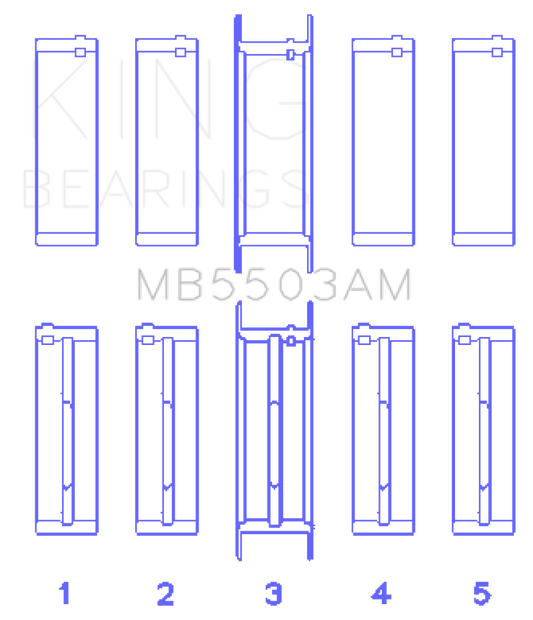 King Engine Bearings Ford V8 351ci 5.8L 16v Crankshaft Main Bearing Set (Set of 5)