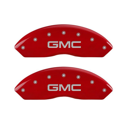 MGP 4 Caliper Covers Engraved Front & Rear GMC Red Finish Silver Char 2011 GMC Savana 2500