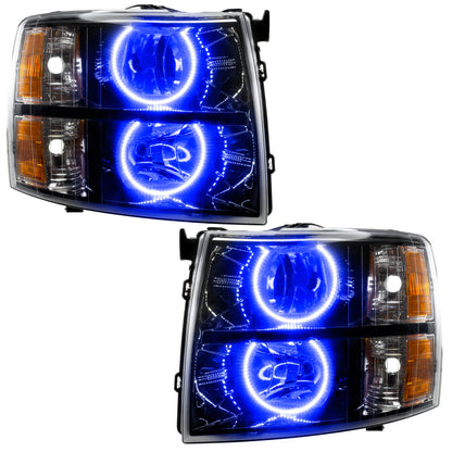 Oracle Lighting 07-13 Chevrolet Silverado Assembled Halo Headlights Round Style -Blue
