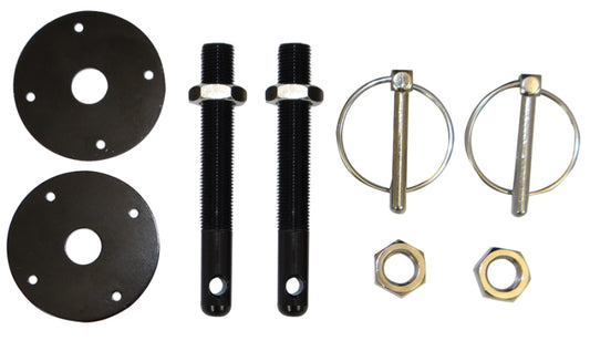 Moroso Hood Pin Set - 1/2in - Aluminum - Black - 2 Pack