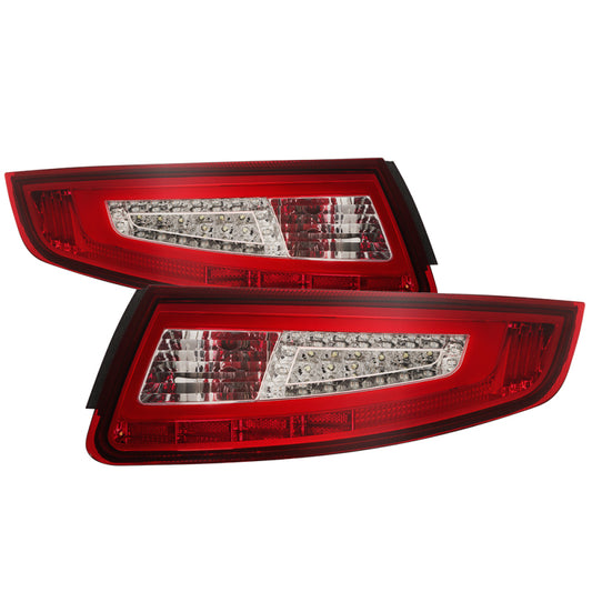 xTune Porsche 911 997 05-08 Light Bar LED Tail Lights - Red Clear ALT-ON-P99705V2-LBLED-RC