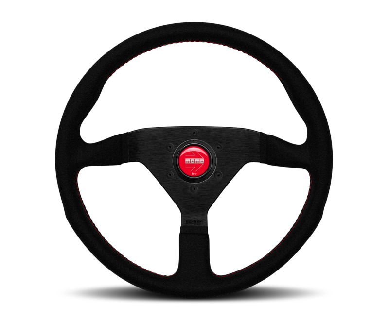 MOMO - Montecarlo Alcantara Steering Wheel 320 mm - Black/Red Stitch/Black Spokes