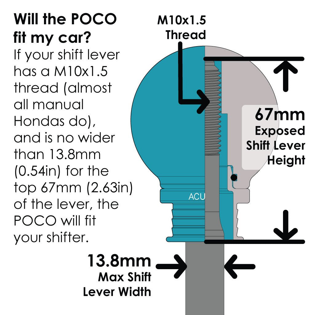 Acuity - POCO Low-Profile Shift Knob in Satin Teal Finish