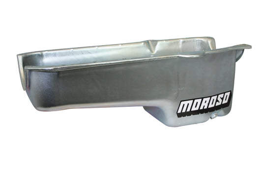 Moroso 80-85 Chevrolet Small Block (w/Pssngr Side Dipstick) Wet Sump 5qt 7.5in Steel Oil Pan - Black