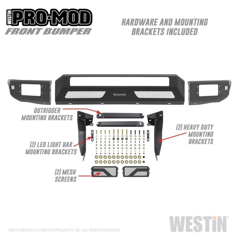 Westin 16-20 Toyota Tacoma Pro-Mod Front Bumper - Textured Black