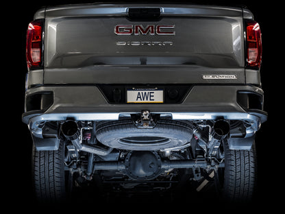 AWE Tuning 4th Gen GM 1500 5.3L 0FG Cat-Back Split Rear Exit (Flat Bumper) - Dual Diamond Tips