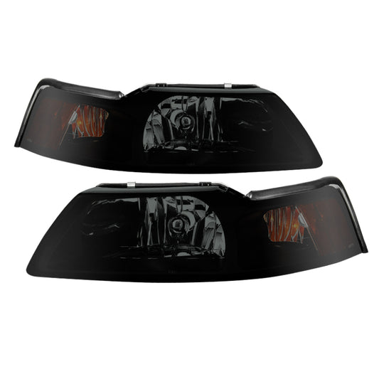 Xtune Ford MUStang 99-04 OEM Amber Headlights Black Smoked HD-JH-FM99-AM-BSM