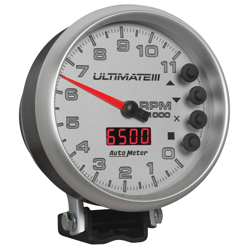 Autometer 5 inch Ultimate III Playback Tachometer 11000 RPM - Silver