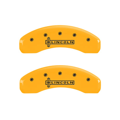 MGP 4 Caliper Covers Engraved Front & Rear Lincoln Yellow Finish Black Char 2003 Lincoln Town Car