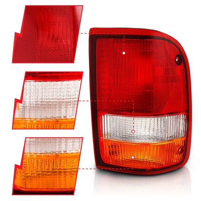 ANZO 1993-1997 Ford Ranger Tail Light Red/Clear (OE)