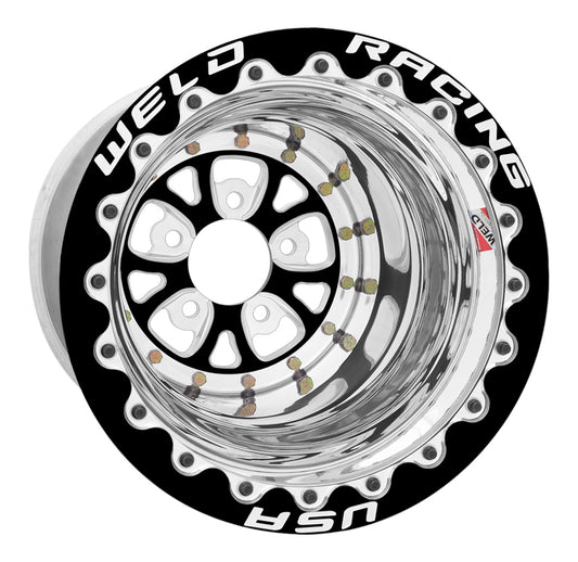 Weld V-Series 15x10 / 5x4.75 BP / 6in BS Black Wheel - Black Double Beadlock MT