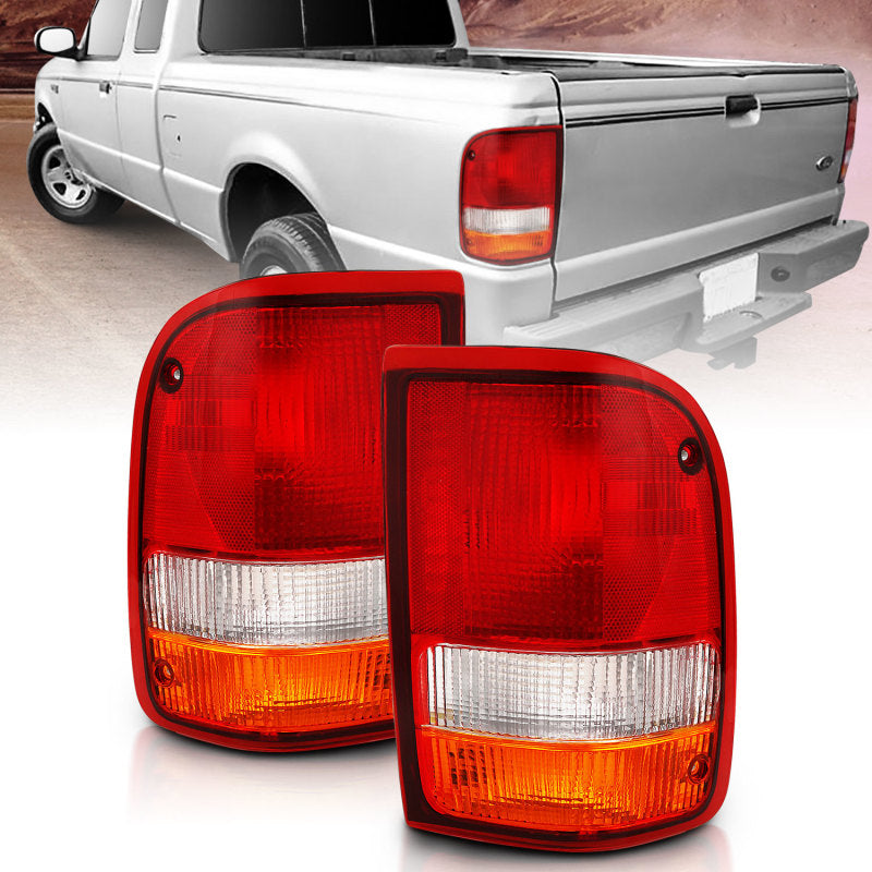 ANZO 1993-1997 Ford Ranger Tail Light Red/Clear (OE)