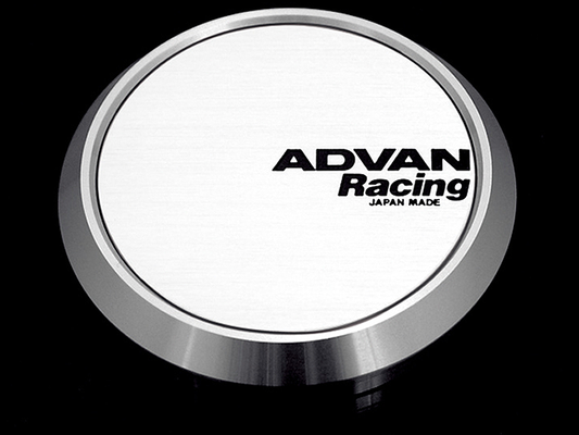 Advan 63mm Flat Center Cap - White/Silver Alumite