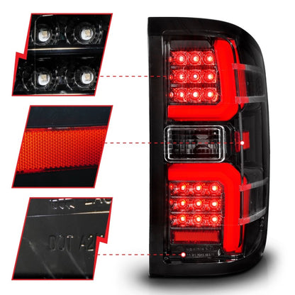 ANZO 15-19 Chevrolet Silverado 2500 HD/3500 HD LED Taillight w/ Sequential Black Housing/Clear Lens