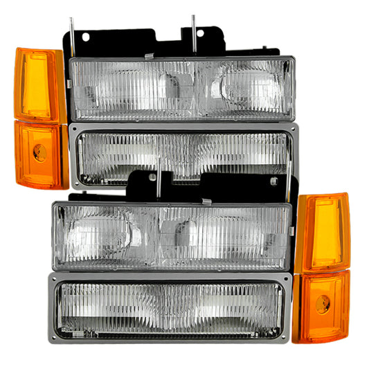 xTune GMC Yukon 94-99 Headlights w/ Corner & Parking Lights 8pcs Sets - OEM HD-JH-GCK94-OE-C-SET