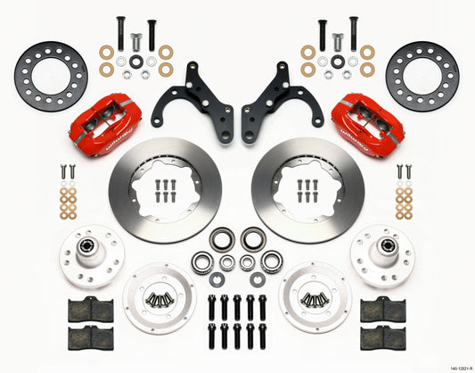 Wilwood Forged Dynalite Front Kit 11.00in Red 65-68 Chevy Impala -Drum Spindle