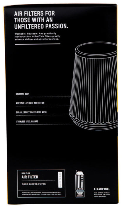 Airaid Universal Air Filter - Cone 3-1/2 Flange x 6in B x 4-5/8in T x 9 H