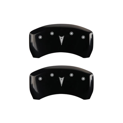 MGP 4 Caliper Covers 98-02 Pontiac Firebird (Ex WS6) Front Pontiac Rear Arrow Blk Finish Silver Char
