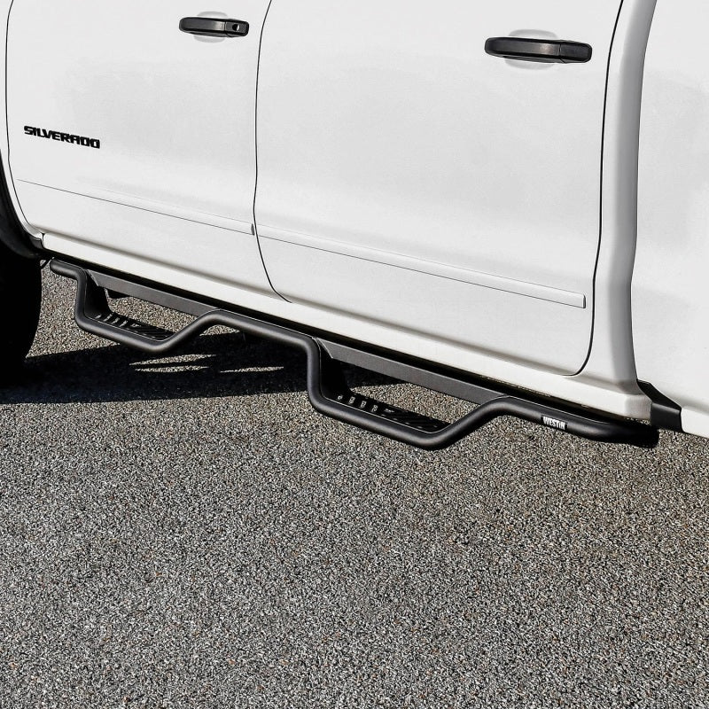 Westin 14-18 Chevrolet Silverado/GMC Sierra Crew Cab Outlaw Nerf Step Bars (Excl. Diesel) -Text. Blk