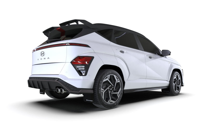 Rally Armor 2024 Hyundai Kona N Line Black UR Mud Flap - White Logo