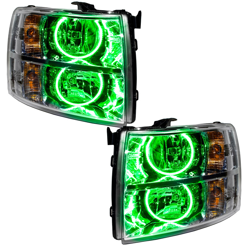 Oracle Lighting 07-13 Chevrolet Silverado Pre-Assembled LED Halo Headlights - Green