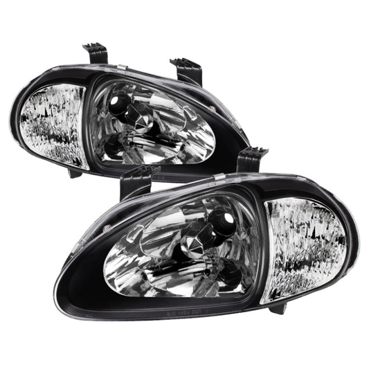 xTune Honda Del Sol 93-97 1Pc Crystal Headlights Black HD-ON-HDEL93-1P-BK