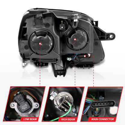 ANZO 2007-2008 GMC Acadia Crystal Headlight Chrome Amber(OE)