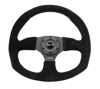 NRG - Reinforced Steering Wheel (320mm Horizontal / 330mm Vertical) Black Suede w/Black Stitching