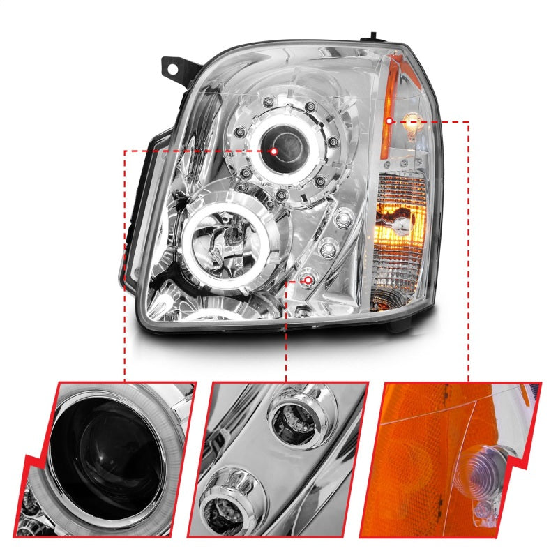 ANZO 2007-2014 GMC Yukon Projector Headlights w/ Halo Chrome (CCFL)