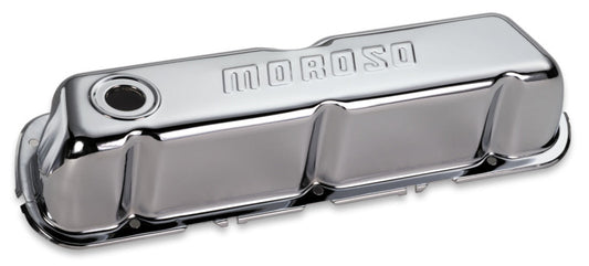 Moroso Ford 302/351W Valve Cover - w/o Baffles - Stamped Steel Chrome Plated - Pair
