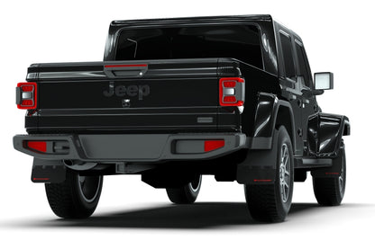Rally Armor 19-25 Jeep Gladiator JT (Incl. Overland/Sport/Sport S) Black Mud Flap w/Met. Black Logo