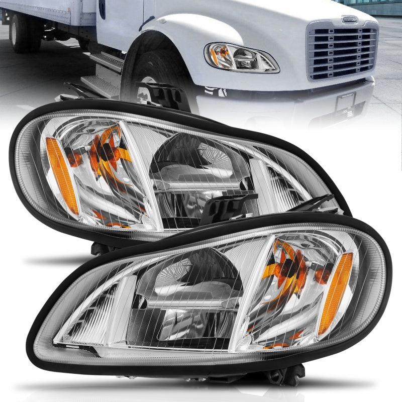 ANZO 2002-2014 Freightliner M2 LED Crystal Headlights Chrome Housing w/ Clear Lens (Pair)