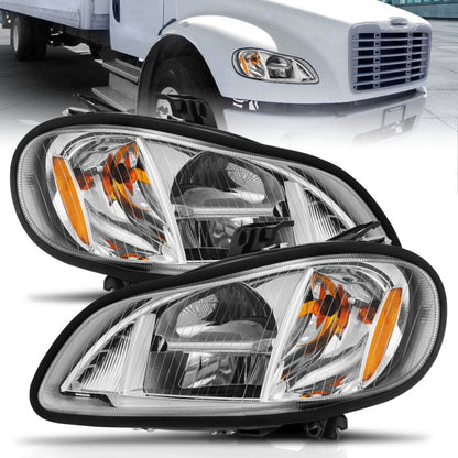 ANZO 2002-2014 Freightliner M2 LED Crystal Headlights Chrome Housing w/ Clear Lens (Pair)