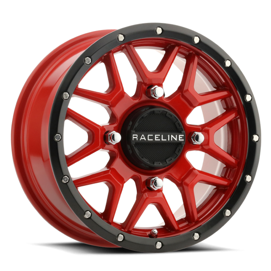 Raceline A94R Krank 14x7in / 4x137 BP / 38mm Offset / 110.18mm Bore - Red & Black Lip Wheel