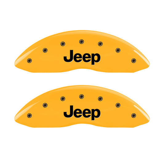 MGP 4 Caliper Covers Engraved Front & Rear Jeep Yellow Finish Black Char 1999 Jeep Grand Cherokee