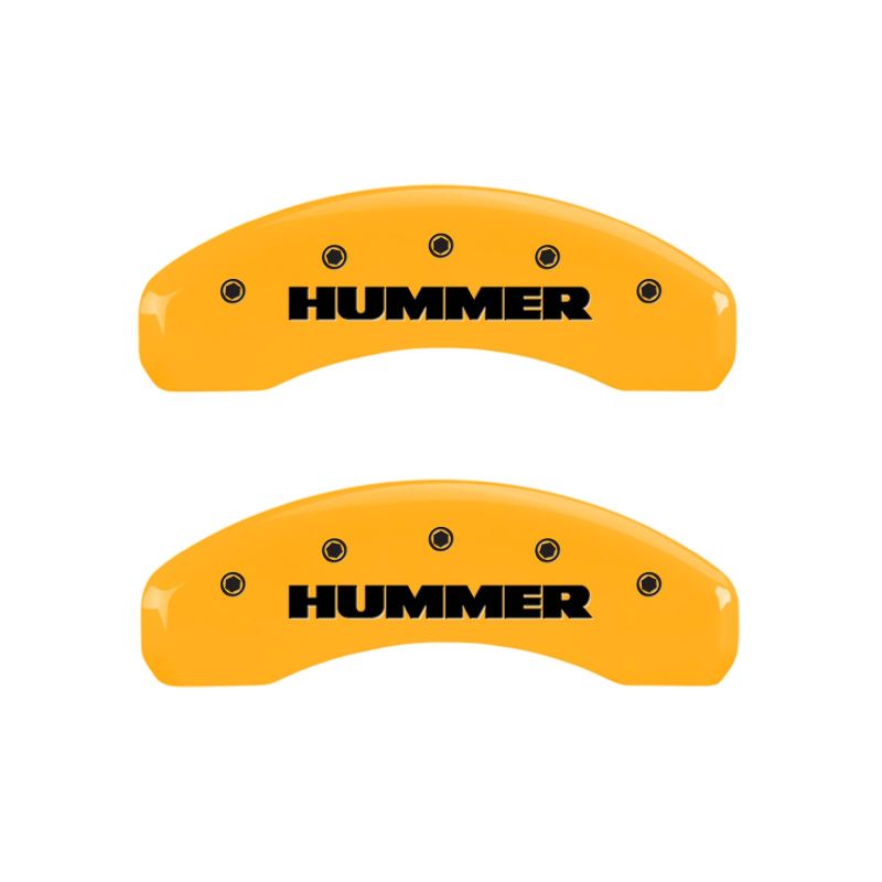 MGP 4 Caliper Covers Engraved Front & Rear Hummer Yellow Finish Black Char 2010 Hummer H3T