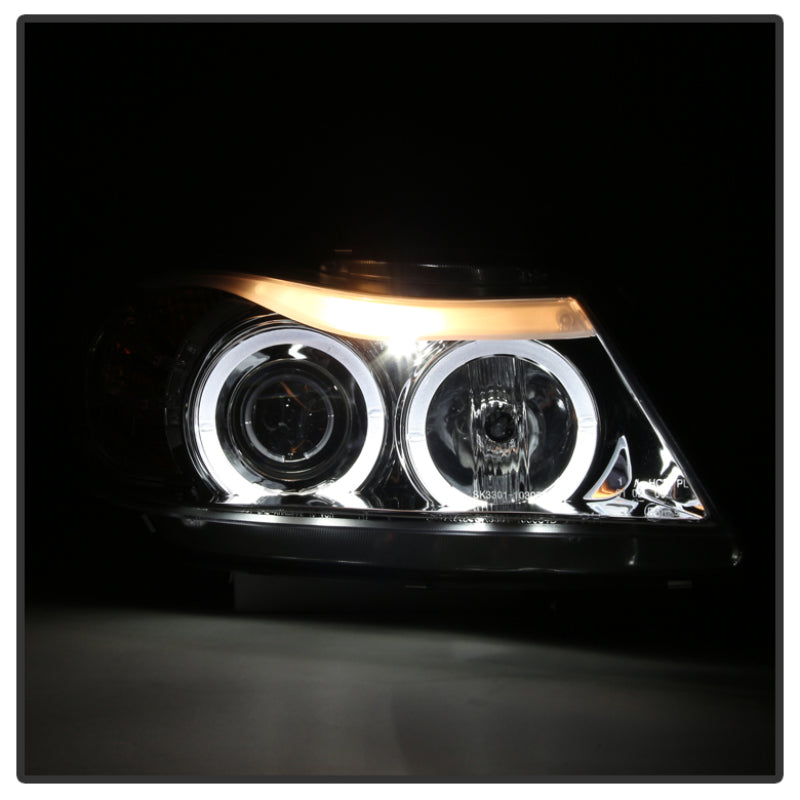 Spyder BMW E90 3-Series 06-08 Projector LED Halo Amber Reflector Rplc Bulb Chrm PRO-YD-BMWE9005-AM-C