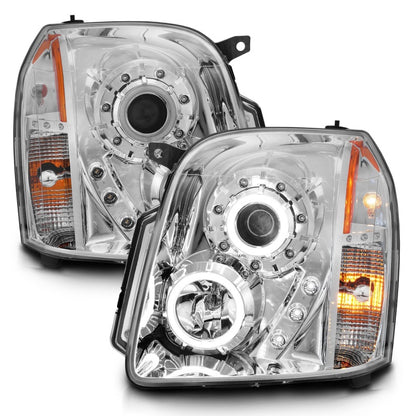 ANZO 2007-2014 GMC Yukon Projector Headlights w/ Halo Chrome (CCFL)