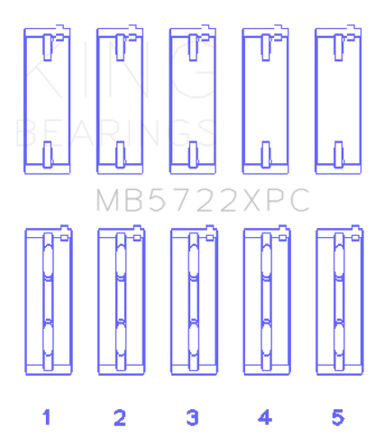 King Engine Bearings Mitsubishi 4B11T EVO X 2007+ (Size 0.5) Coated Performance Main Bearing Set