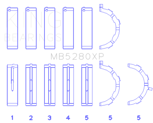 King Engine Bearings Ford Prod. V8 4.6L/5.4L (Size 0.25) Performance Main Bearing Set