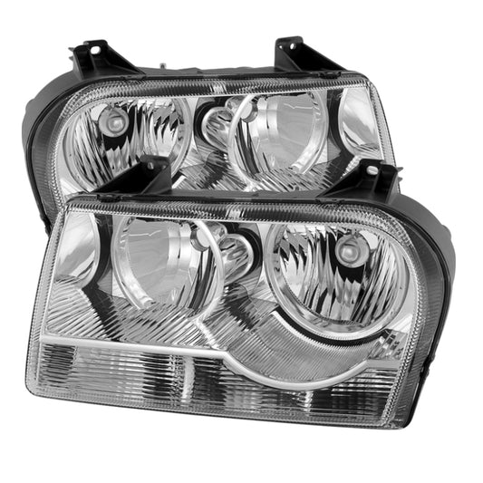 Xtune Chrysler 300 05-08 Halogen Non-Projection Style Only Crystal Headlights Chrome HD-JH-C305-HA-C