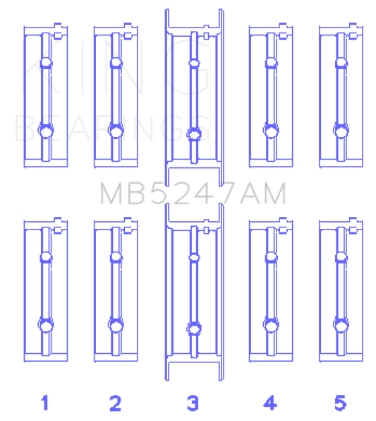 King Engine Bearings Chevrolet L4 2.2L Ecotec AM-Series Main Bearings (Set of 5)