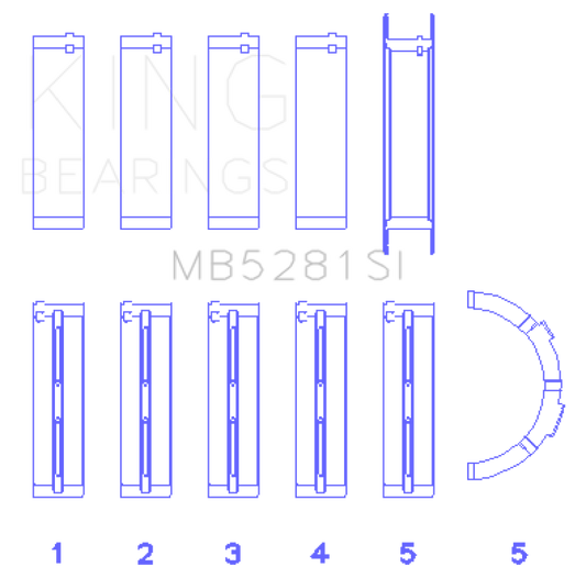 King Engine Bearings Ford 281CI 4.6L V8 (Size STD) Main Bearing Set