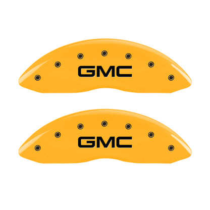 MGP 4 Caliper Covers Engraved Front & Rear GMC Yellow finish black ch
