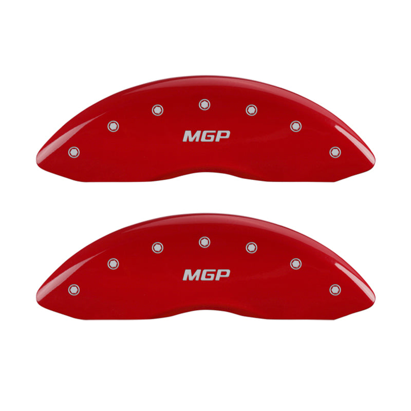 MGP 4 Caliper Covers Engraved Front & Rear MGP Red Finish Silver Characters 2016 Chevrolet SS