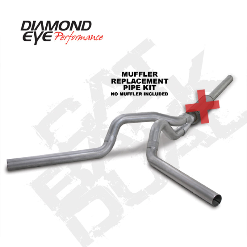 Diamond Eye KIT 4in Catback MFLR RPLCMENT PIPE DUAL AL: 2004.5-2007.5 DODGE CUMMINS 600