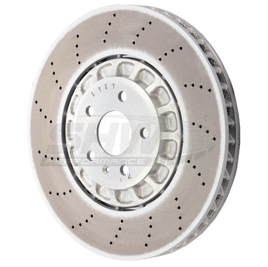 SHW 2022 Audi RS3 2.5L Front Cross-Drilled Lightweight Brake Rotor (4M0615301BJ)