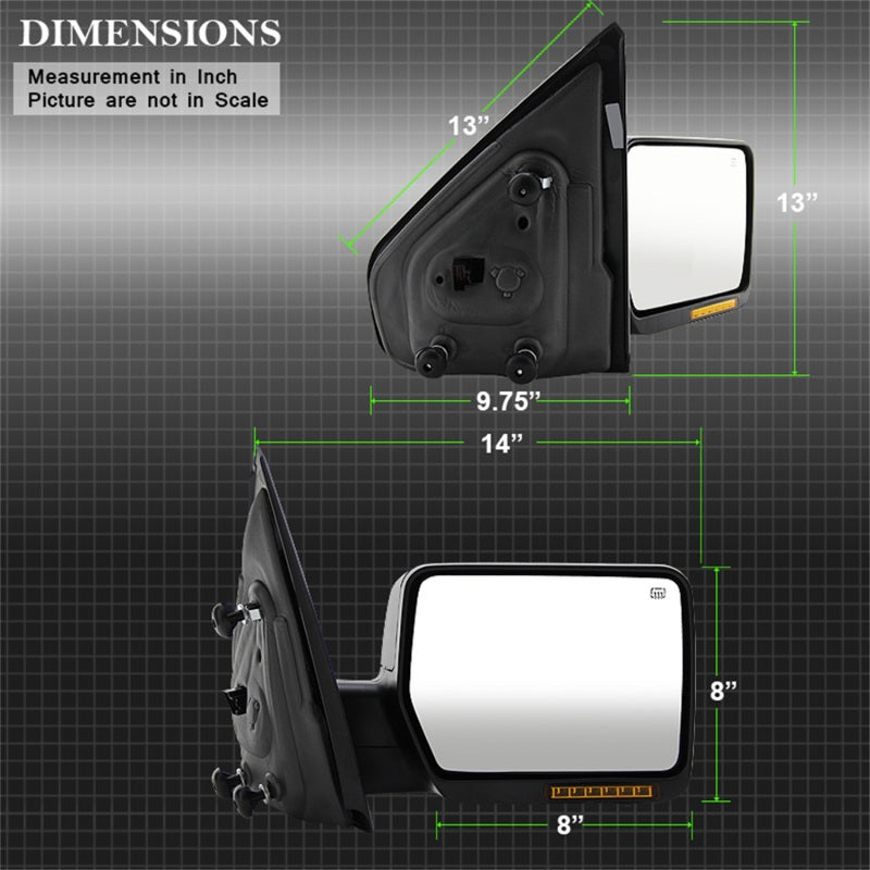 xTune Ford F150 04-06 Power Heated Amber LED Signal OE Mirror Right MIR-03348AEBH-P-R