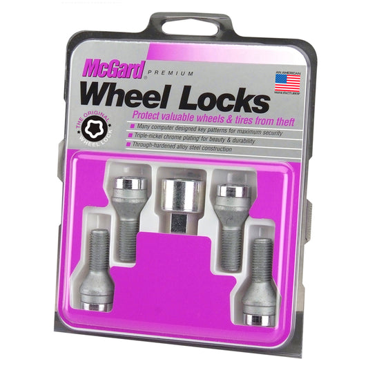 McGard Wheel Lock Bolt Set - 4pk. (Cone Seat) M12X1.5 / 17mm Hex / 22.2mm Shank Length - Chrome